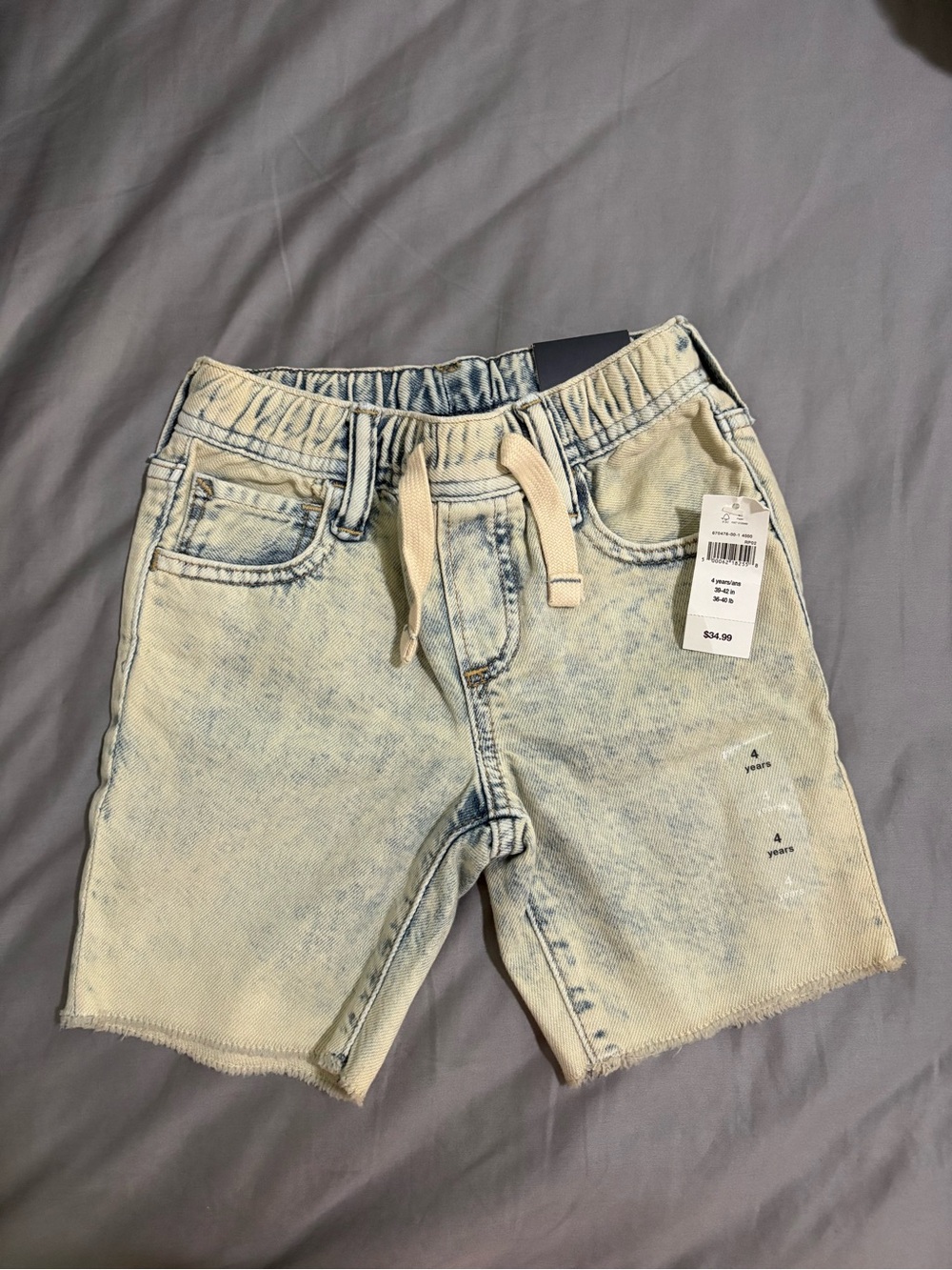 GAP Light Acid-Wash Denim Drawstring Kids Shorts